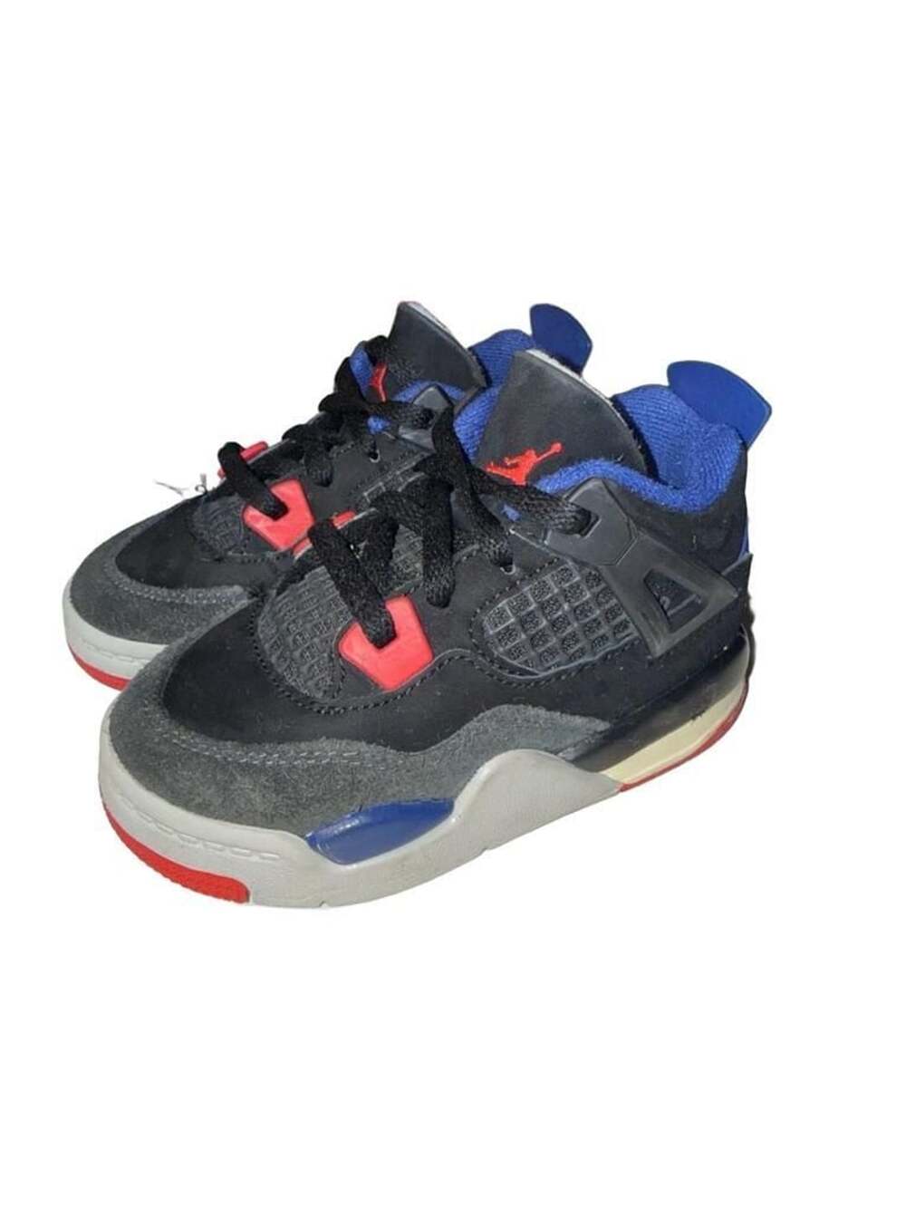 NIKE JORDAN 4 RETRO TODDLER SIZE 8C BLACK ROYAL BLUE RED
